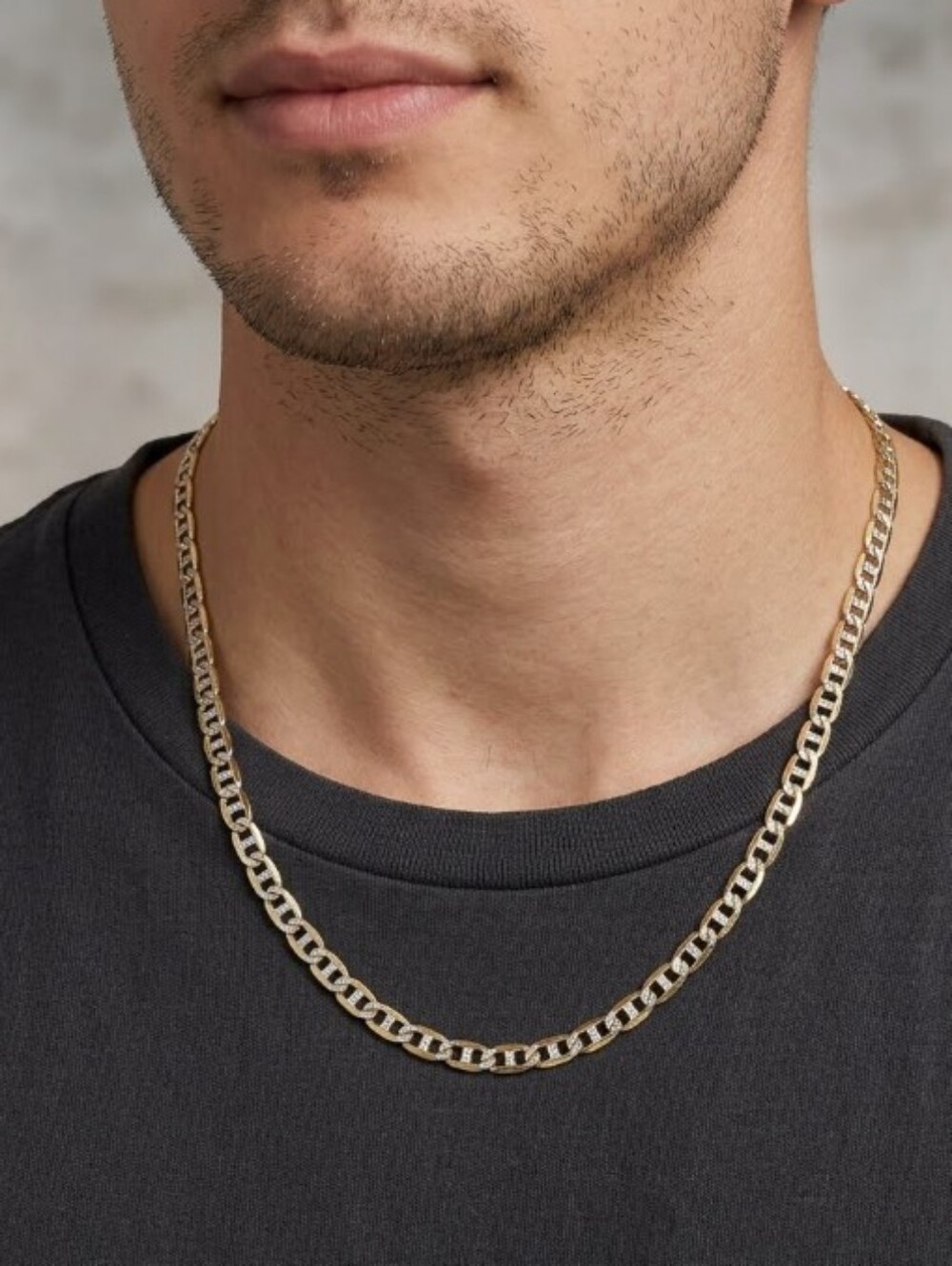 10k Italy Valentino Two Tone Gold Necklace Mariner Chain Vintage 18in Unisex OTC